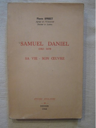 Samuel Daniel (1563-1619) sa vie, son oeuvre