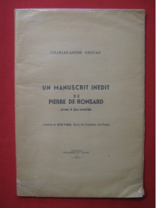 Un manuscrit inédit de Pierre de Ronsard