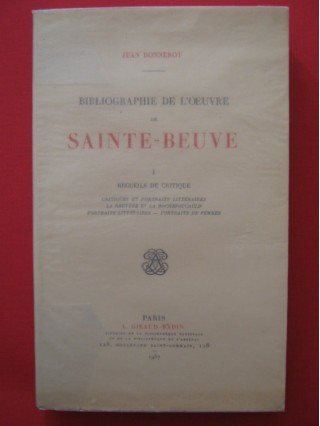 Bibliographie de l'oeuvre de Sainte Beuve, T1