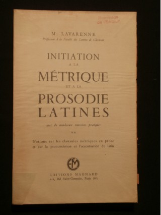 initiation à la métrique et à la prosodie latine