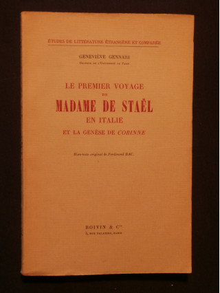 Le premier voyage de madame de Staël en Italie et la genèse de Corinne